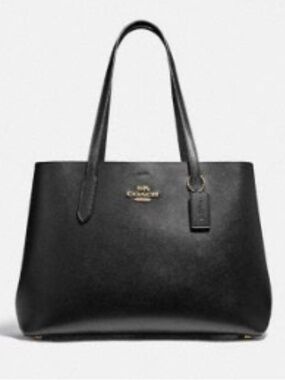 Coach Black Leather Tote with Double Straps